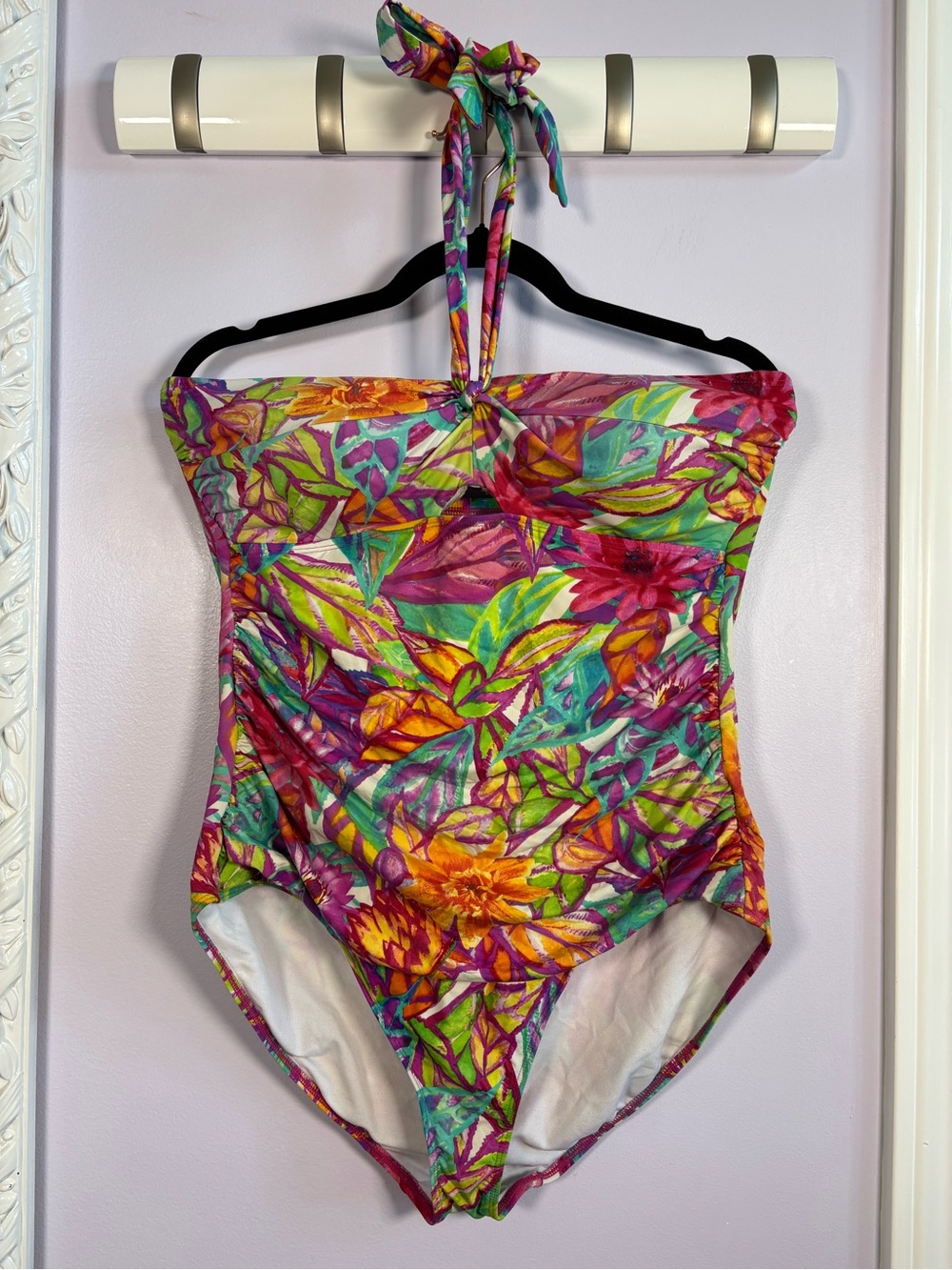 Ralph Lauren Womebs Floral One-Piece Halter Swimsuit - Multicolor Size 16
